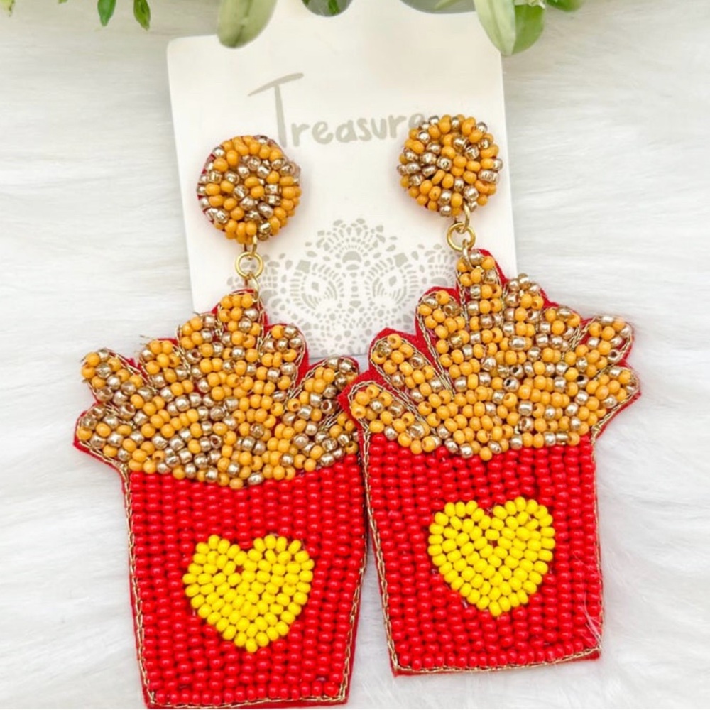 French Fry seed bead earrings 🍟